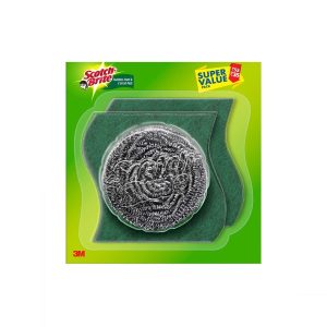 ScotchBrite Stainless Steel and Scrub Pad combo-1Steel Scrubbers-15gm+2 Scrub pads